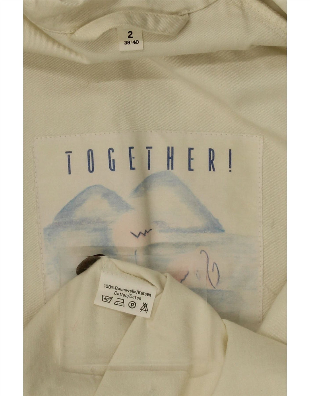 TOGETHER Womens Oversized Trench Coat EU 38/40 Medium Off White Cotton Vintage Together and Second-Hand Together from Messina Hembry 