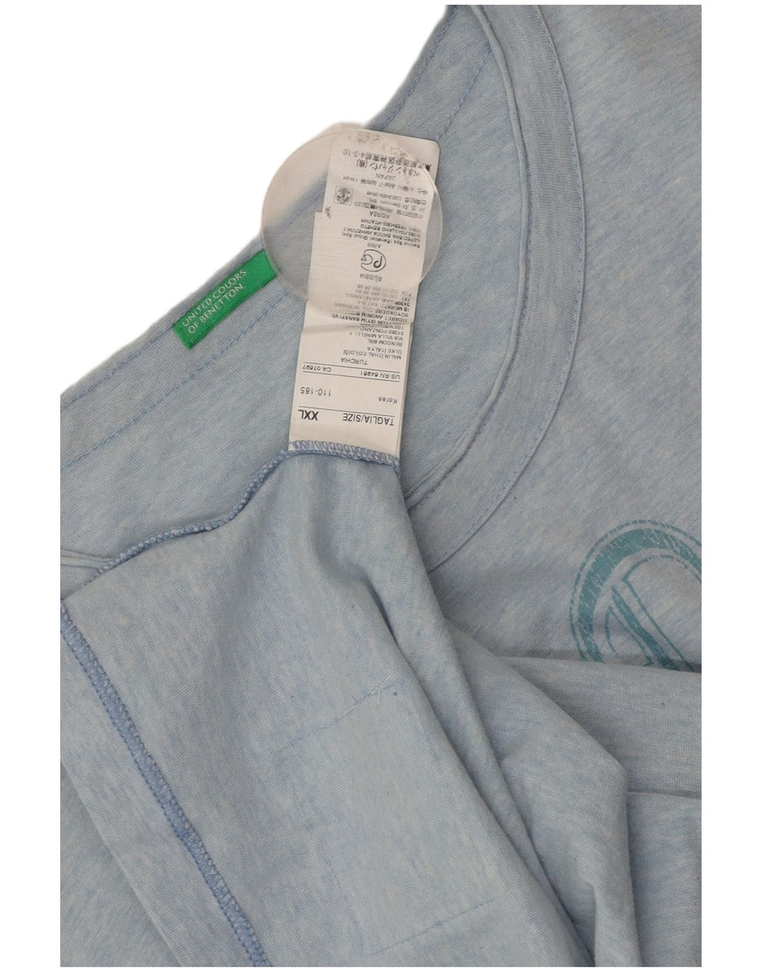 Ανδρικό γραφικό μπλουζάκι Benetton Top 2XL Μπλε βαμβακερό