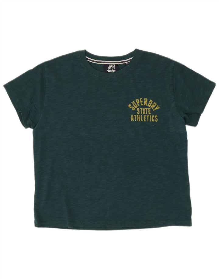Γυναικείο γραφικό μπλουζάκι SUPERDRY Top UK 14 Μεγάλες πράσινες ίνες βαμβακερές