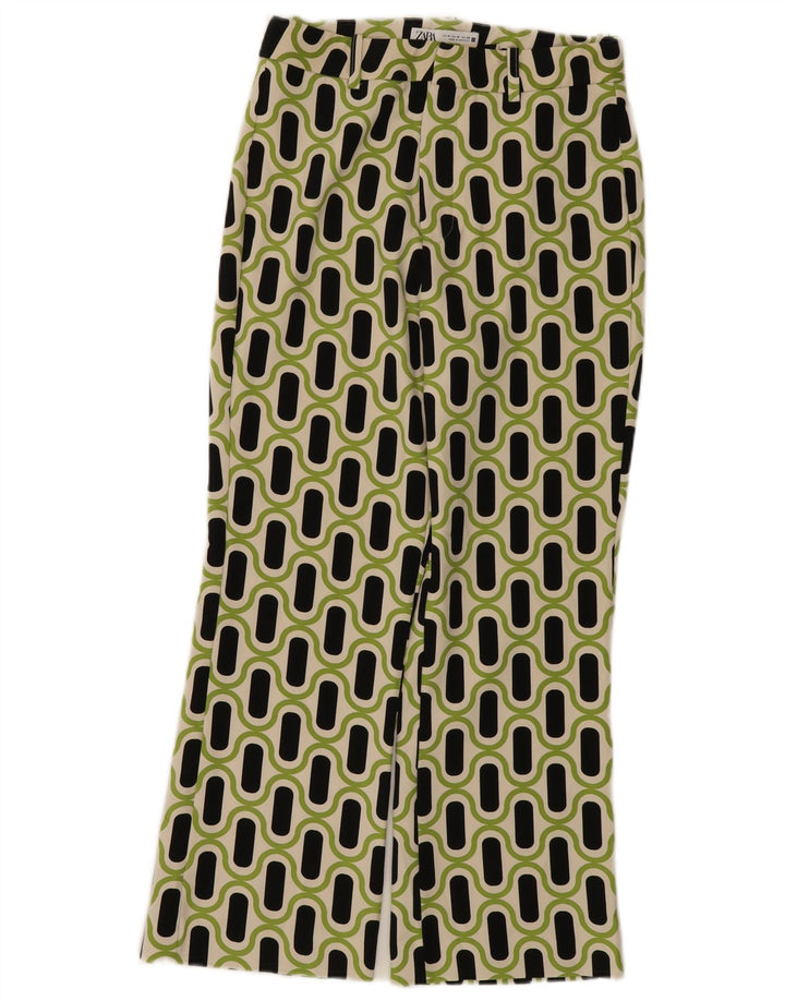 Zara Γυναικείο Bootcut Casual Παντελόνι Medium W28 L26 Πράσινο γεωμετρικό