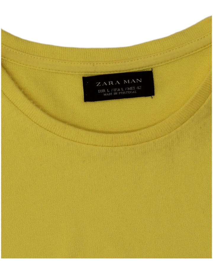 Ανδρικό T-Shirt Zara Top Large Yellow Polyester
