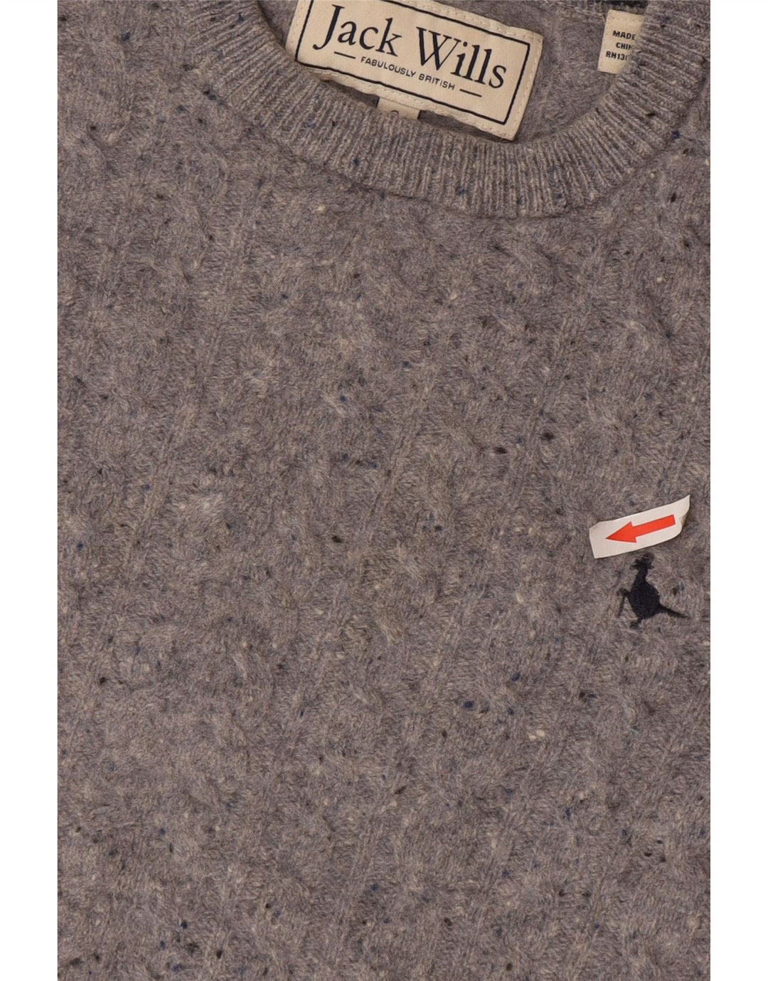 Jack Wills Ανδρικό πουλόβερ με λαιμόκοψη από μαλλί σε γκρι φλύκταινες