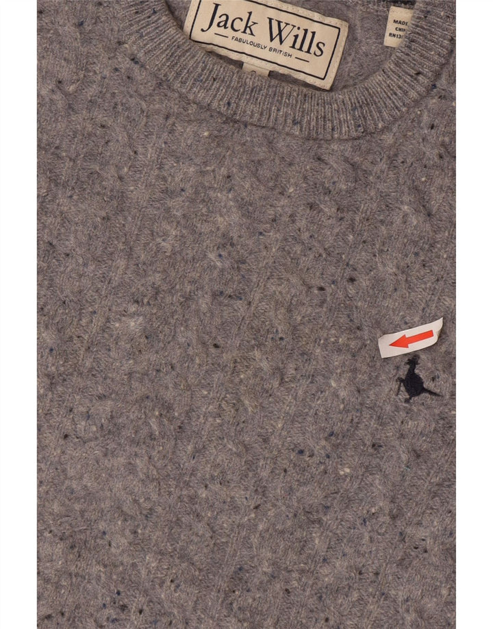 Jack Wills Ανδρικό πουλόβερ με λαιμόκοψη από μαλλί σε γκρι φλύκταινες