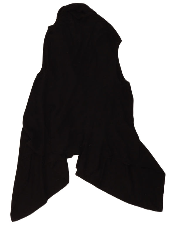 Gap Womens Asymmetric Sleeveless Cardigan Sweater UK 16 Large Black Cotton