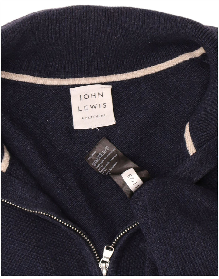 Ανδρικό πουλόβερ John Lewis με φερμουάρ, μεγάλο μπλε βαμβακερό