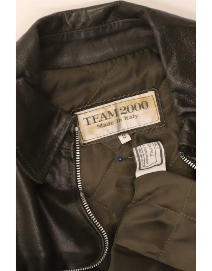 Vintage Γυναικείο Δερμάτινο Μπουφάν UK 10 Small Khaki