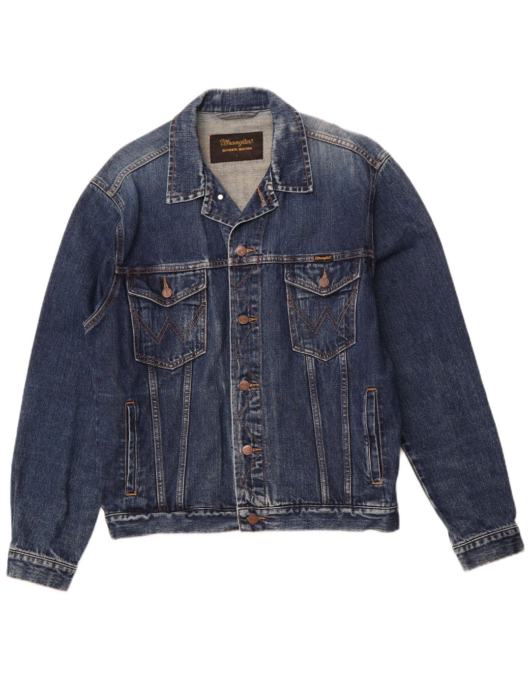 Ανδρικό τζιν μπουφάν WRANGLER Western Acid Wash UK 40 μεγάλο μπλε βαμβακερό