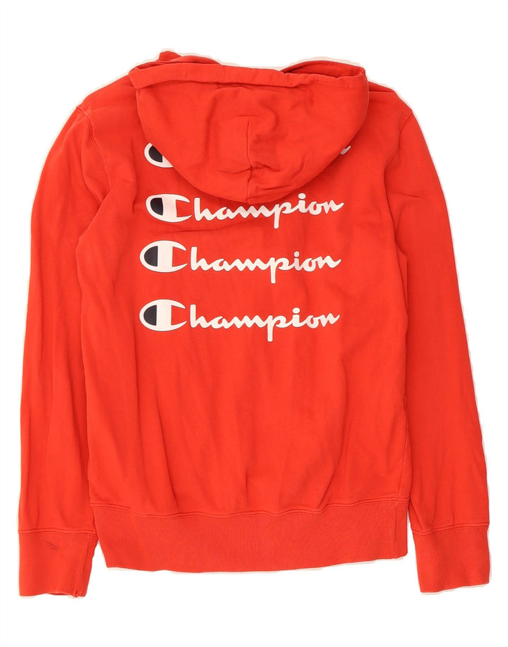 CHAMPION Mens Graphic Hoodie Jumper Medium Red Cotton Vintage Champion and Second-Hand Champion from Messina Hembry 