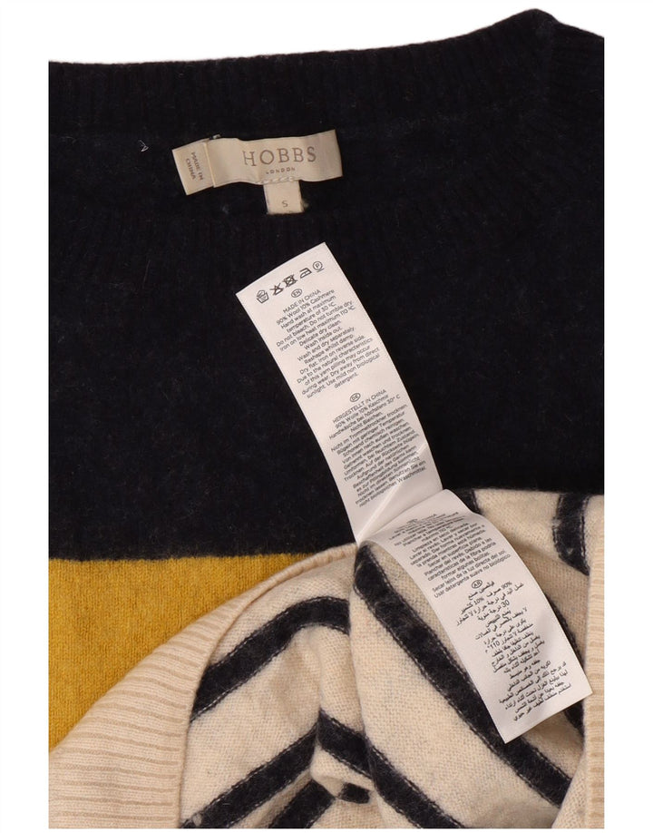 HOBBS γυναικείο πουλόβερ με λαιμόκαυστο UK 10 Μικρό κίτρινο ριγέ μαλλί