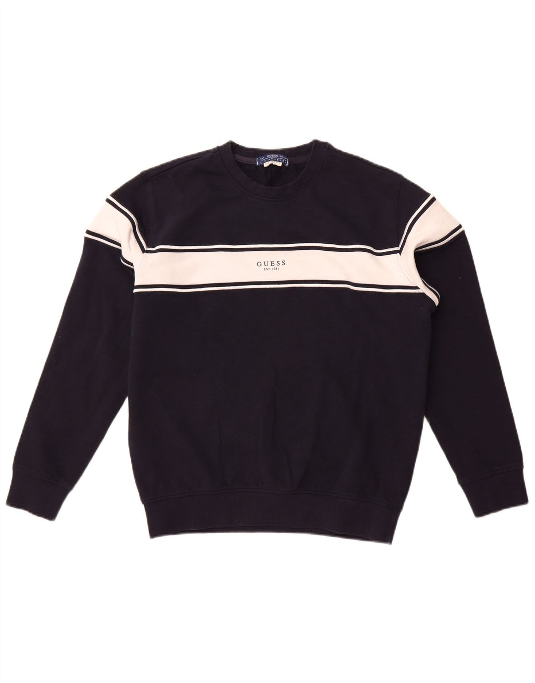 Ανδρικό γραφικό φούτερ Guess Small Navy Blue Colourblock Βαμβακερό