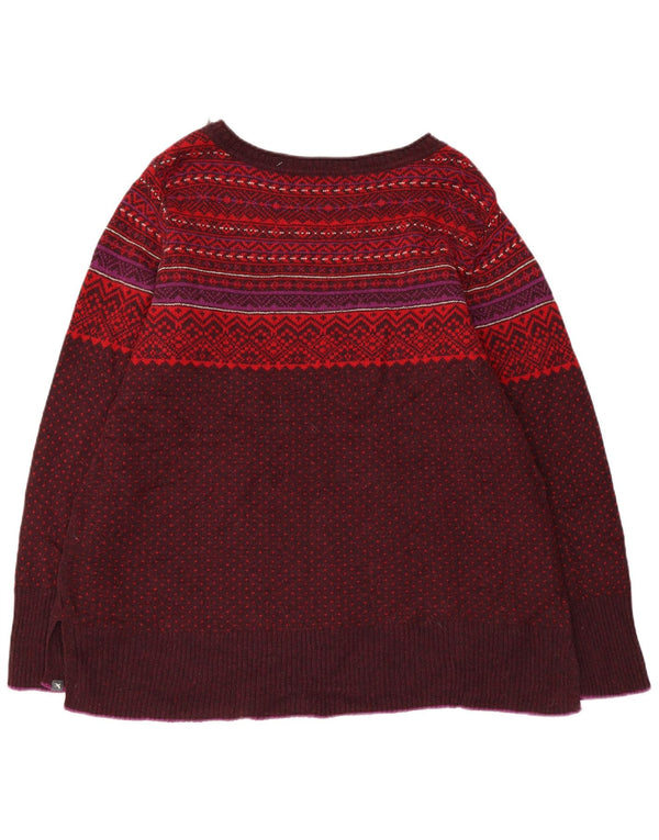 Eddie Bauer Γυναικείο πουλόβερ με λαιμόκαυστο UK 20 2XL Burgundy Fair Isle
