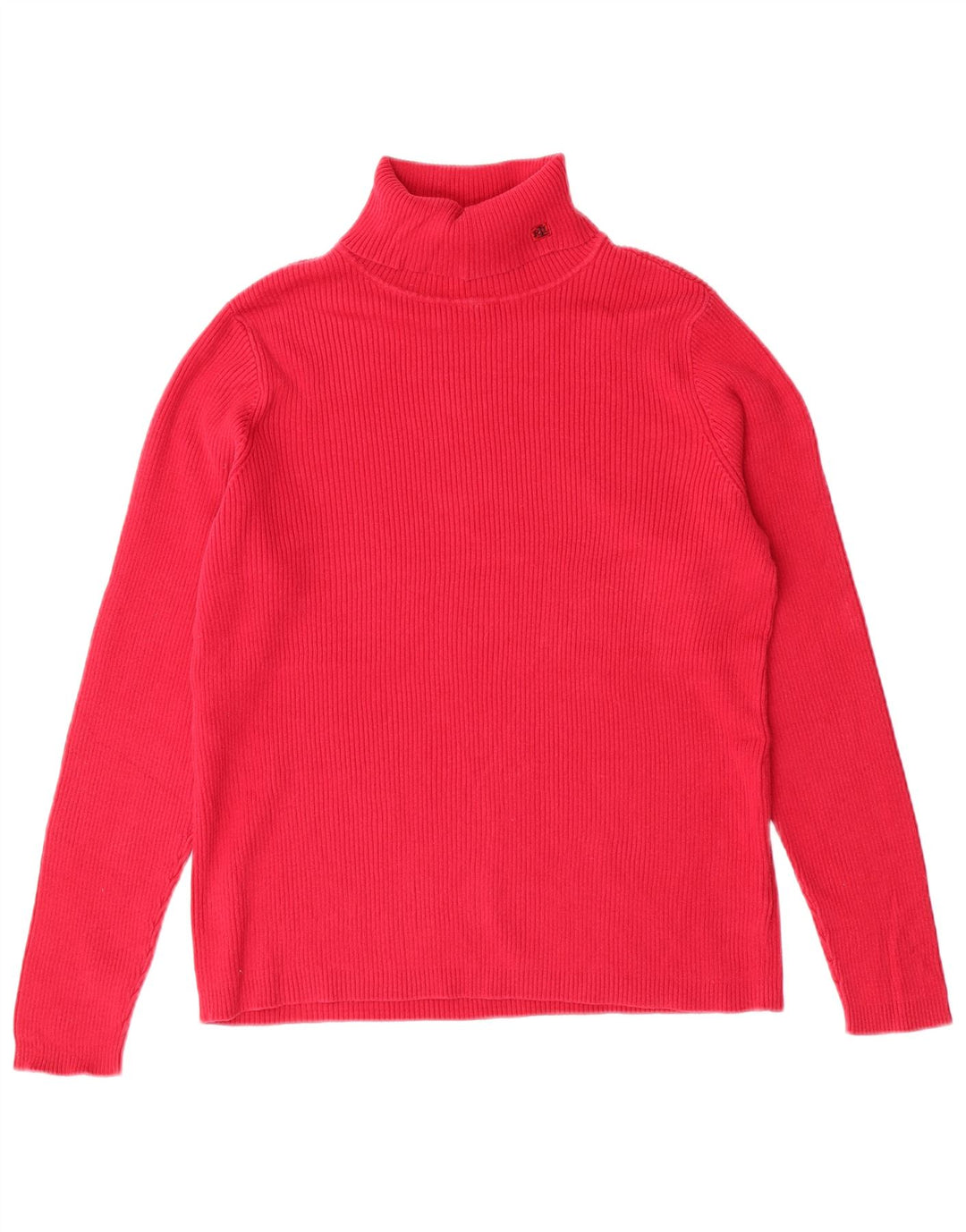 RALPH LAUREN Γυναικείο πουλόβερ με ρολό λαιμόκοψη UK 16 μεγάλο ροζ βαμβακερό