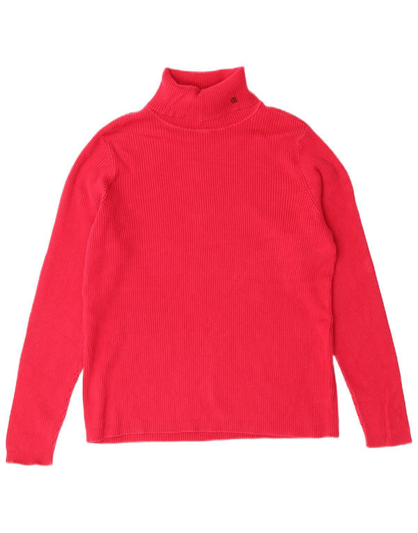 RALPH LAUREN Γυναικείο πουλόβερ με ρολό λαιμόκοψη UK 16 μεγάλο ροζ βαμβακερό