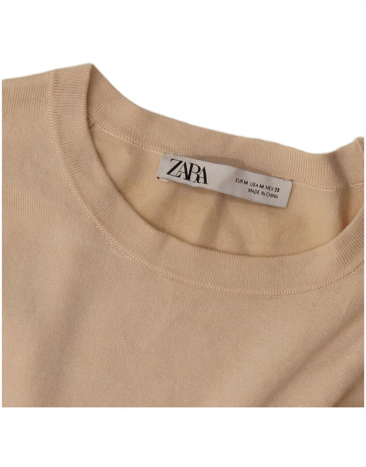 Zara Γυναικείο πουλόβερ με λαιμόκοψη UK 12 Medium Beige