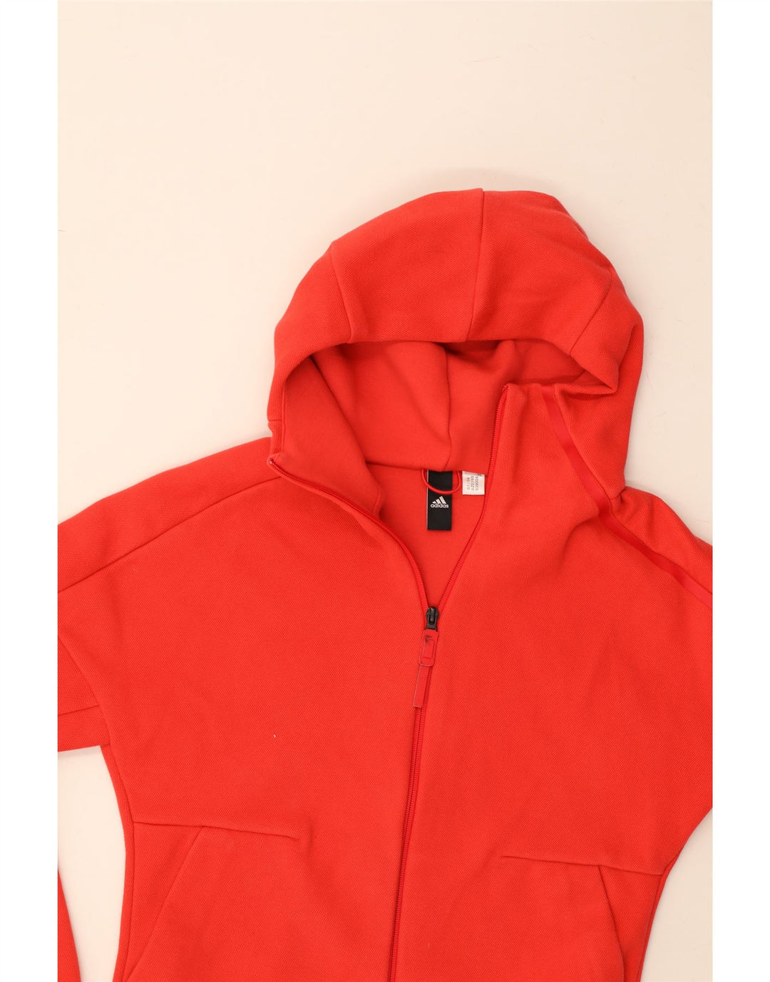 ADIDAS Womens Zip Hoodie Sweater UK 12 Medium Red Vintage Adidas and Second-Hand Adidas from Messina Hembry 