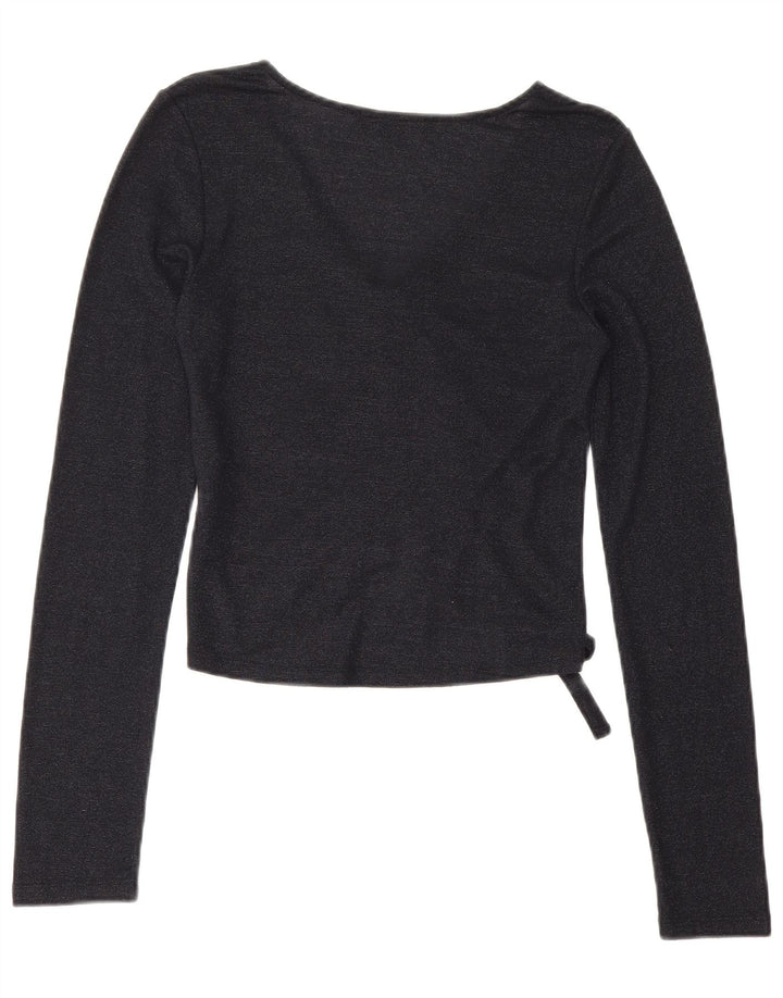 All Saints Γυναικείο Crop Top μακρυμάνικο UK 12 Medium Navy Blue Viscose