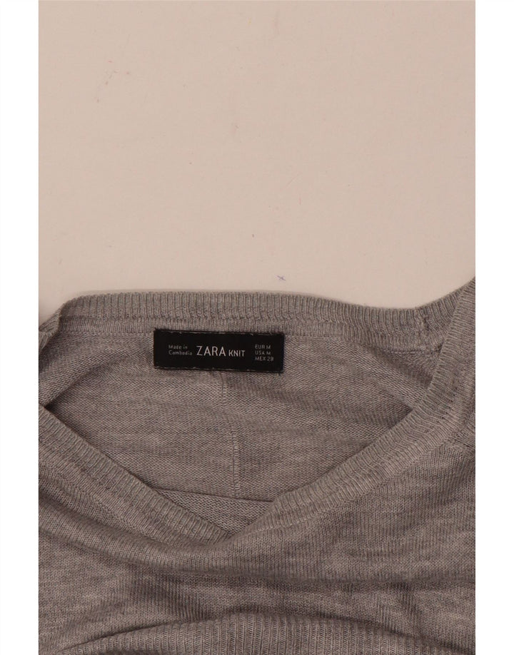 Zara Γυναικείο πουλόβερ με λαιμόκαυστο UK 14 Medium Grey