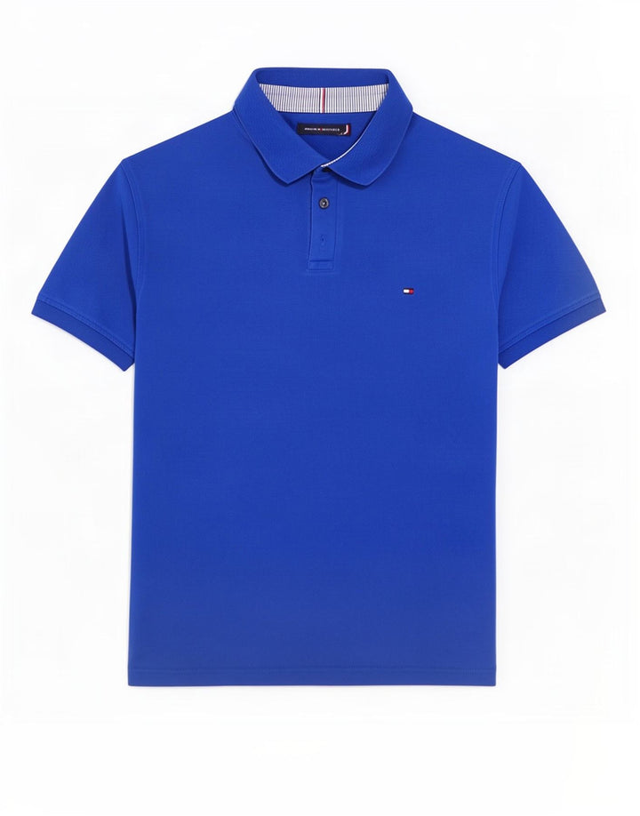Tommy Hilfiger Ανδρικό πουκάμισο Polo με κανονική εφαρμογή, μεγάλο μπλε βαμβακερό
