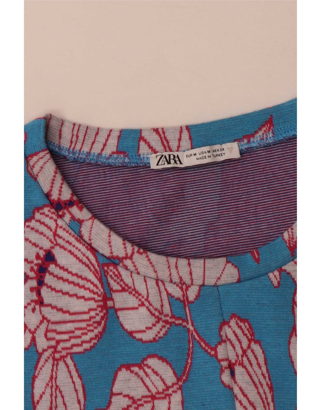 Zara Γυναικείο Βασικό Φόρεμα UK 12 Medium Blue Floral