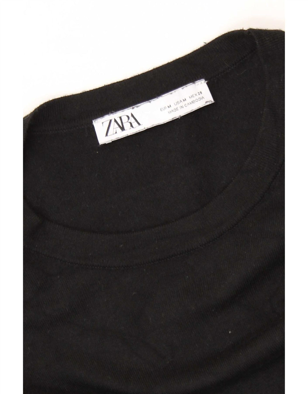 Zara Γυναικείο πουλόβερ με λαιμόκοψη UK 12 Medium Μαύρο