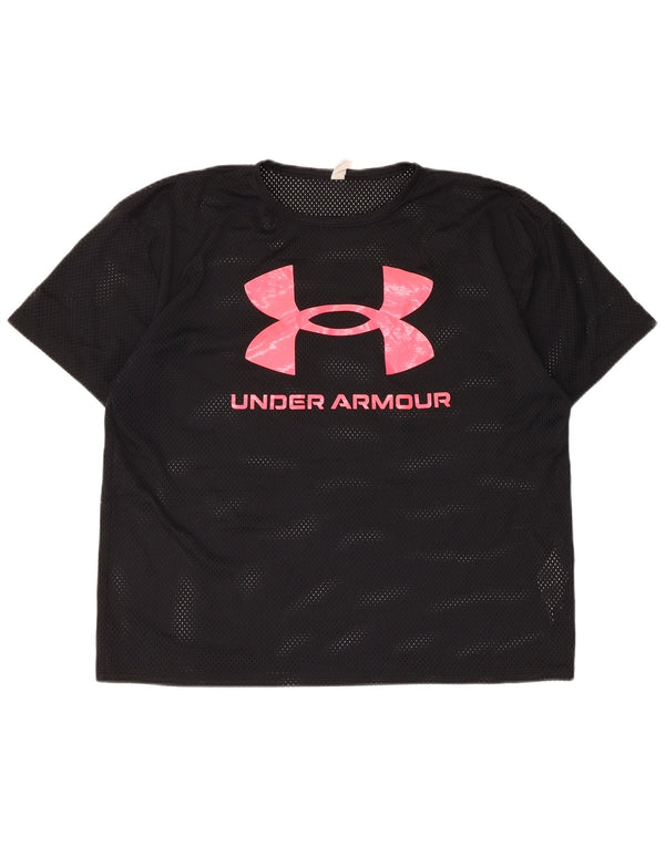 Under Armour Γυναικείο γραφικό T-Shirt Top UK 16 Large Black Polyester