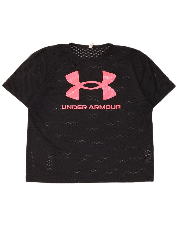 Under Armour Γυναικείο γραφικό T-Shirt Top UK 16 Large Black Polyester