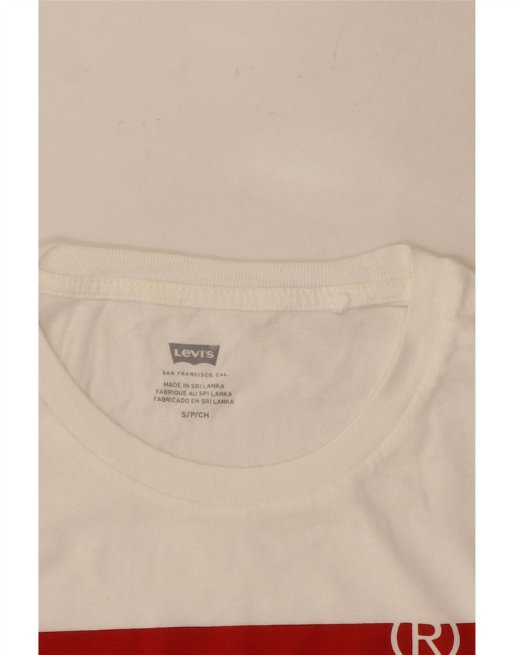LEVI'S Womens Graphic T-Shirt Top UK 10 Small Off White