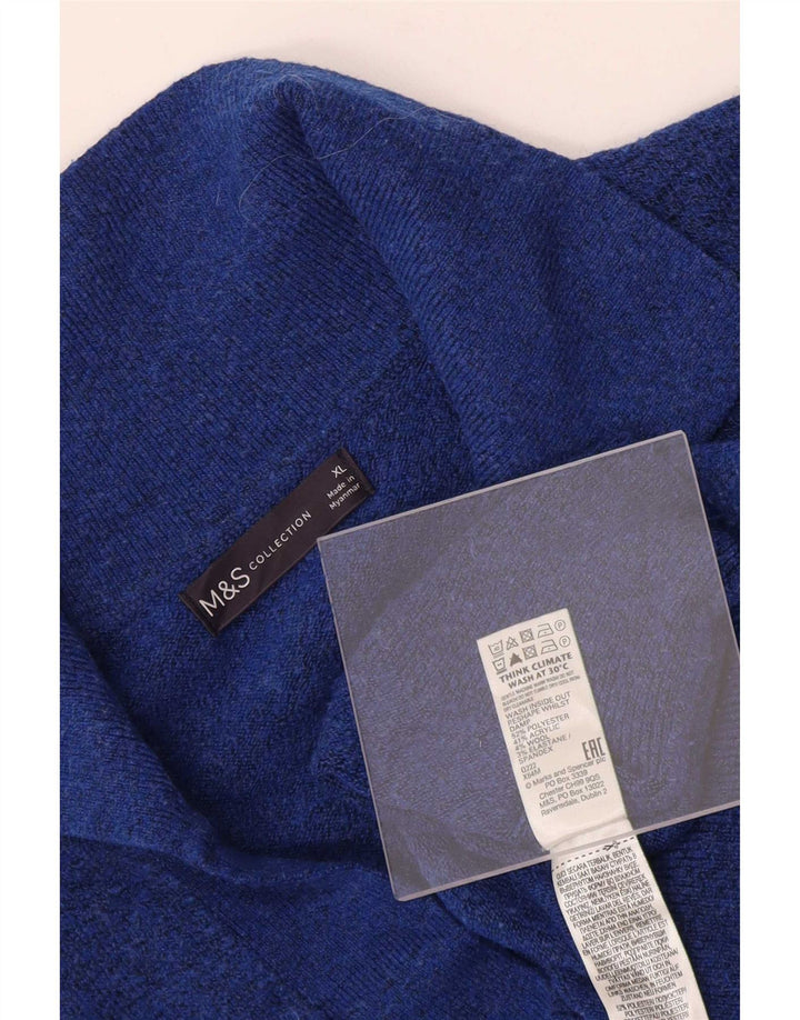 Marks & Spencer Ανδρικό πουλόβερ με λαιμό πόλο XL μπλε πολυεστέρα