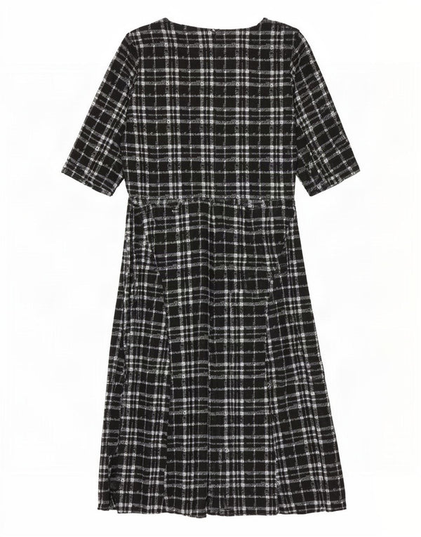Γυναικείο φόρεμα Oasis 3/4 με μανίκια A-Line UK 14 Large Black Check Polyester