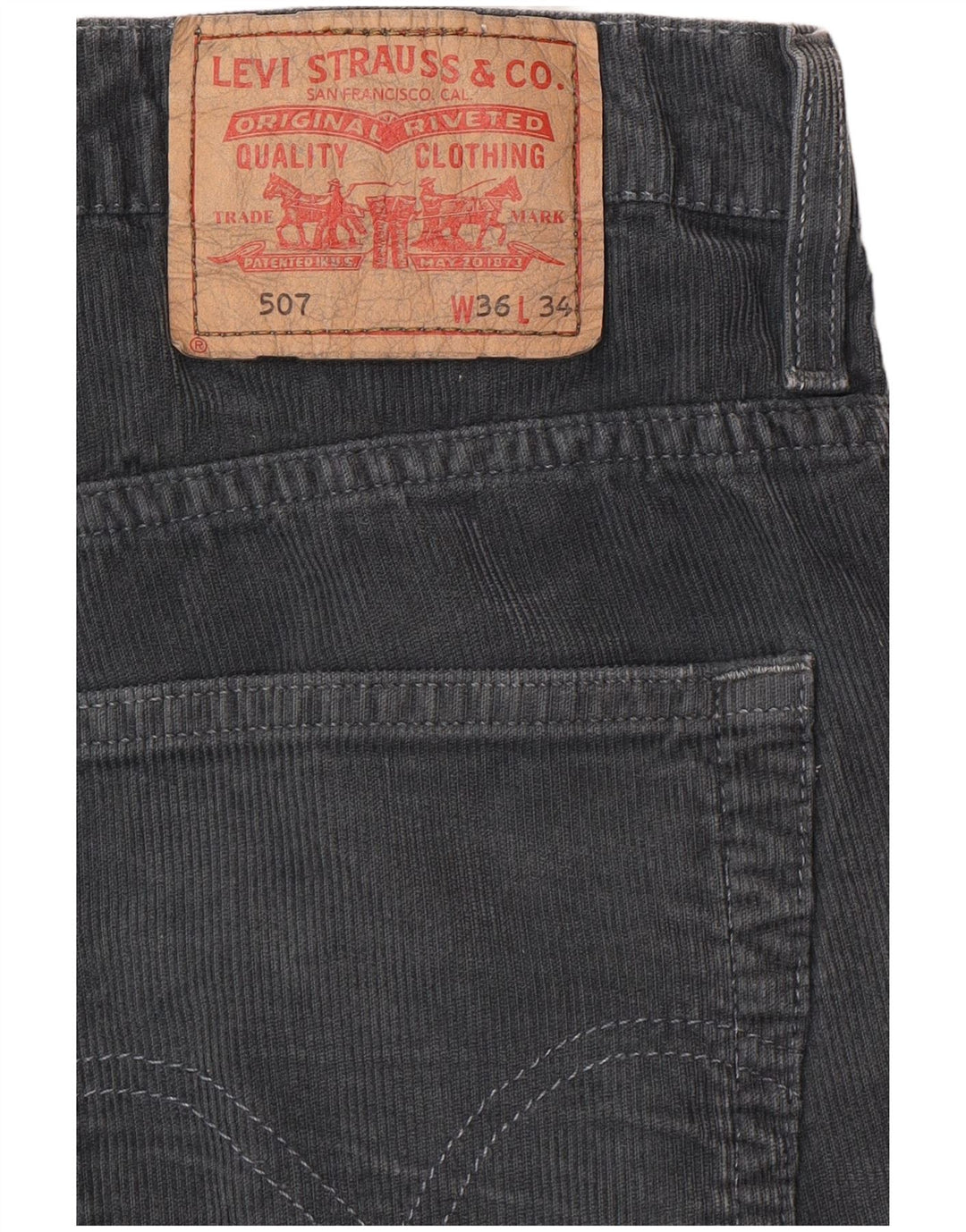 Ανδρικό LEVI'S 507 Bootcut Κοτλέ παντελόνι W36 L34 Γκρι βαμβακερό Classic