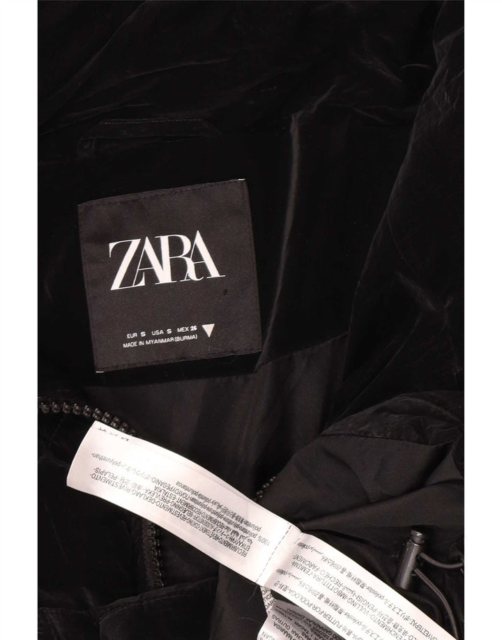Zara Γυναικείο μπουφάν με επένδυση UK 10 Small Black Polyurethane