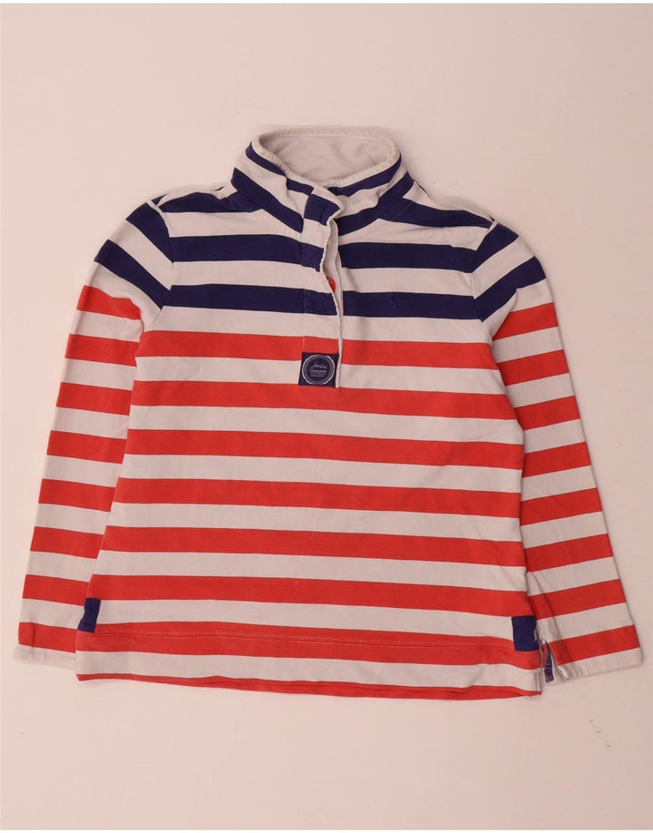 JOULES Γυναικεία φούτερ με λαιμόκοψη με κουμπιά Jumper UK 12 Μεσαίο κόκκινο ριγέ