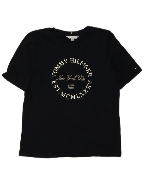 Γυναικείο γραφικό μπλουζάκι Tommy Hilfiger Top UK 10 Small Navy Blue από βαμβάκι