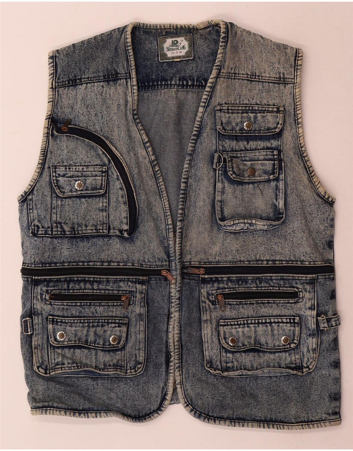 Vintage Ανδρικό Τζιν Gilet UK 40 Large Blue