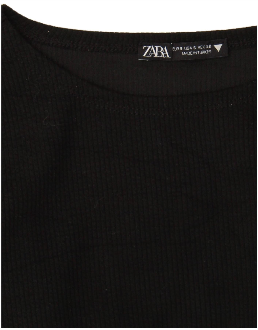 Zara Γυναικείο Crop Top Μακρυμάνικο UK 8 Small Black