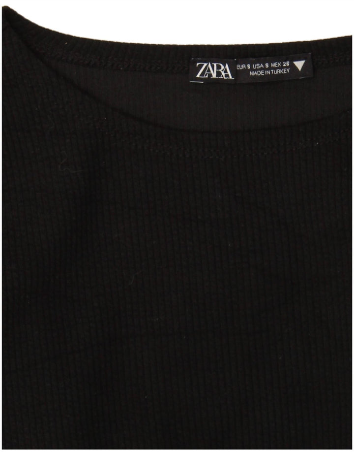 Zara Γυναικείο Crop Top Μακρυμάνικο UK 8 Small Black