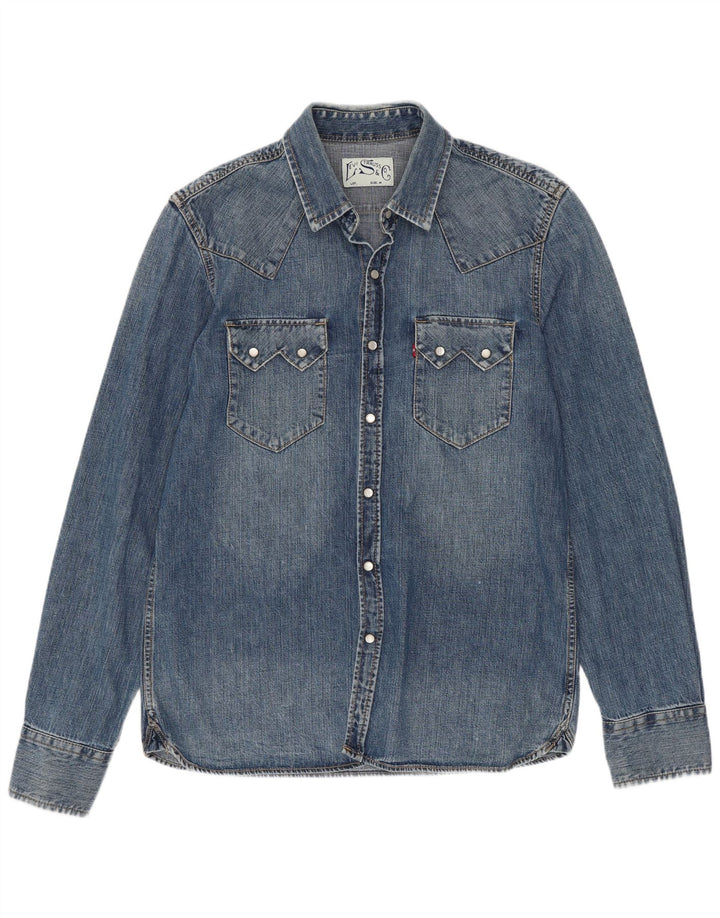 Ανδρικό τζιν πουκάμισο Levi's μεσαίο μπλε βαμβακερό
