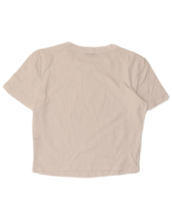 Zara Γυναικείο T-Shirt T-Shirt Top UK 14 Large λευκό βαμβακερό