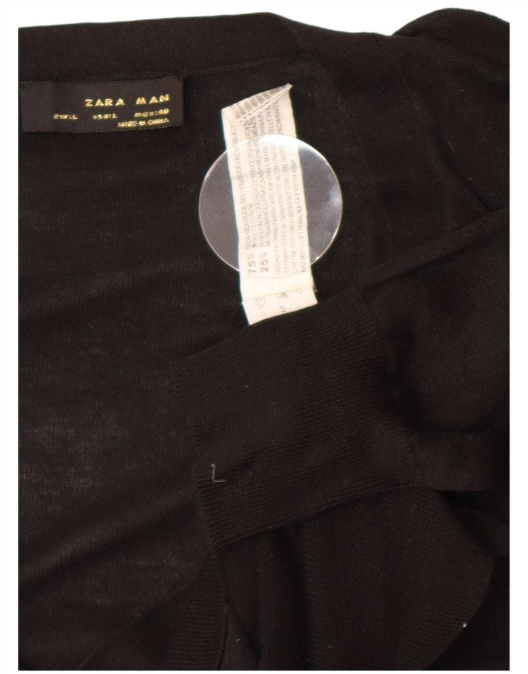 Ανδρικό πουλόβερ Zara Ζακέτα Μεγάλο Μαύρο Μεταξωτό