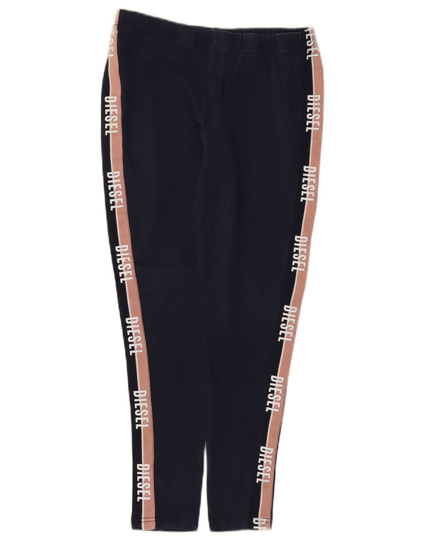 Diesel Γυναικεία γραφικά Crop κολάν UK 12 Medium Navy Blue Colourblock