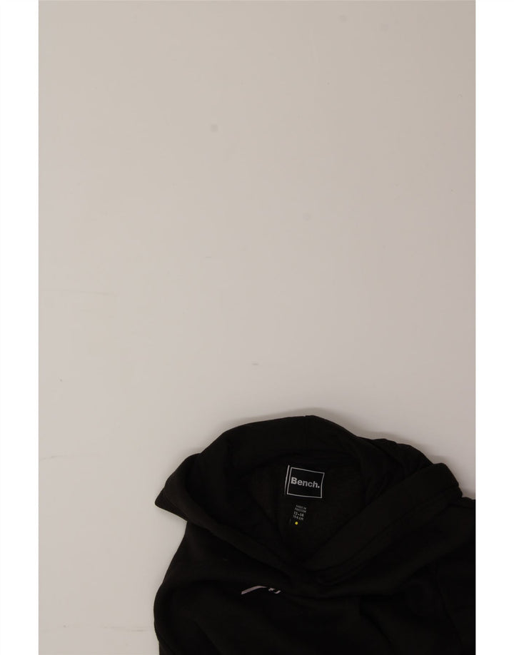 BENCH Girls Graphic Hoodie Jumper 13-14 Years Black Polyester Vintage Bench and Second-Hand Bench from Messina Hembry 