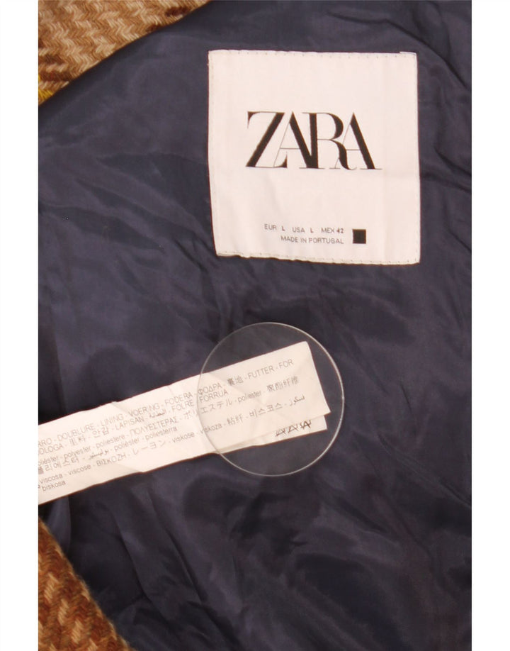 Ανδρικό πανωφόρι Zara UK 40 Large Brown Check Wool
