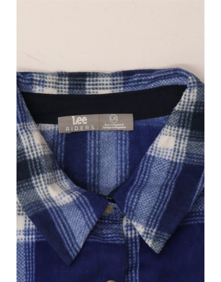 LEE Womens Riders Flannel Shirt UK 16 Large Navy Blue Plaid Polyester Vintage Lee and Second-Hand Lee from Messina Hembry 