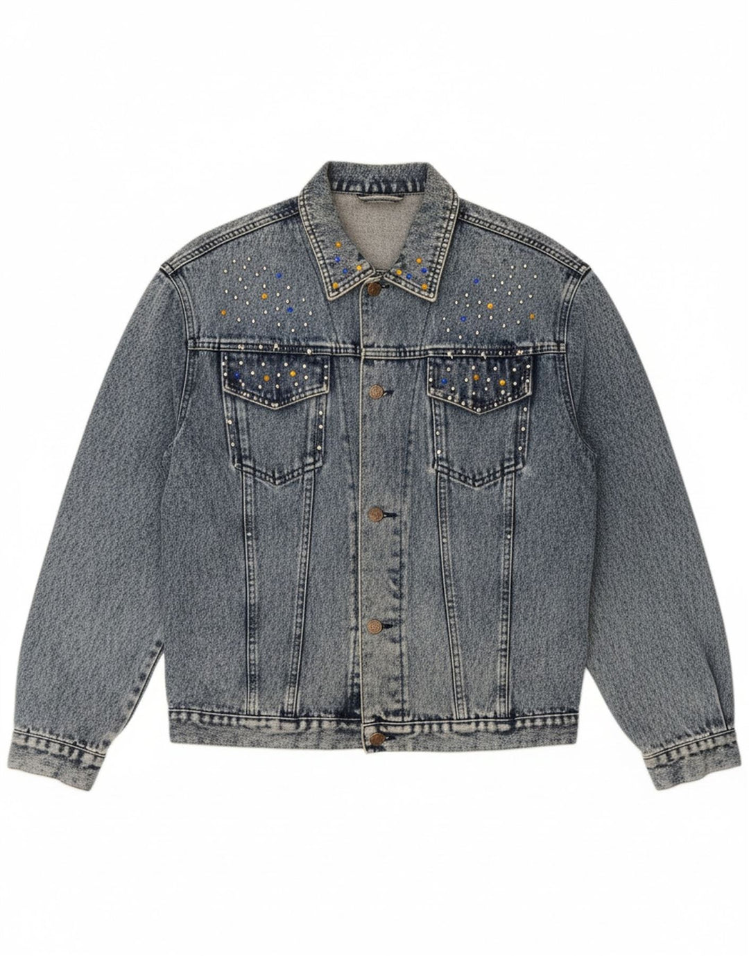 VINTAGE Womens Oversized Denim Jacket UK 20 2XL Blue Cotton