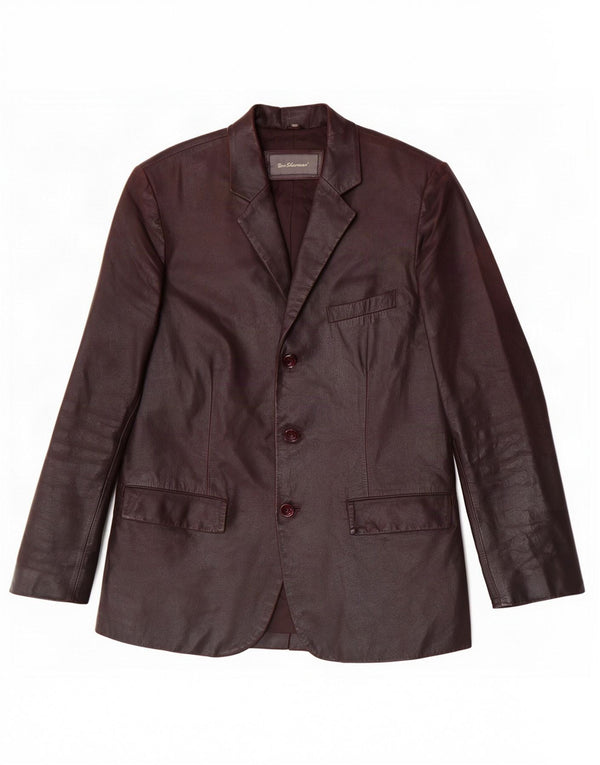 Ben Sherman Ανδρικό δερμάτινο μπλέιζερ 38 κουμπιών UK 38 Medium Brown