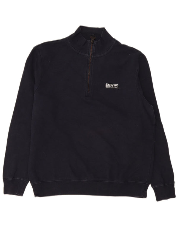 Γυναικείο φούτερ Barbour με φερμουάρ Jumper UK 16 Large Navy Blue Cotton