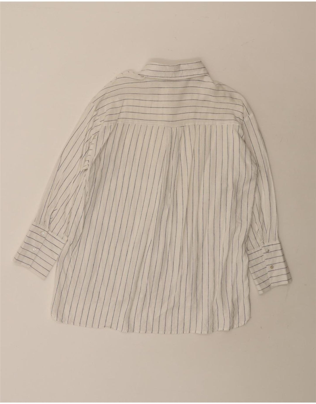 Zara Γυναικείο Longline Oversized πουκάμισο UK 10 Small White Pinstripe