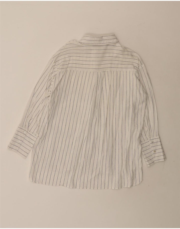Zara Γυναικείο Longline Oversized πουκάμισο UK 10 Small White Pinstripe