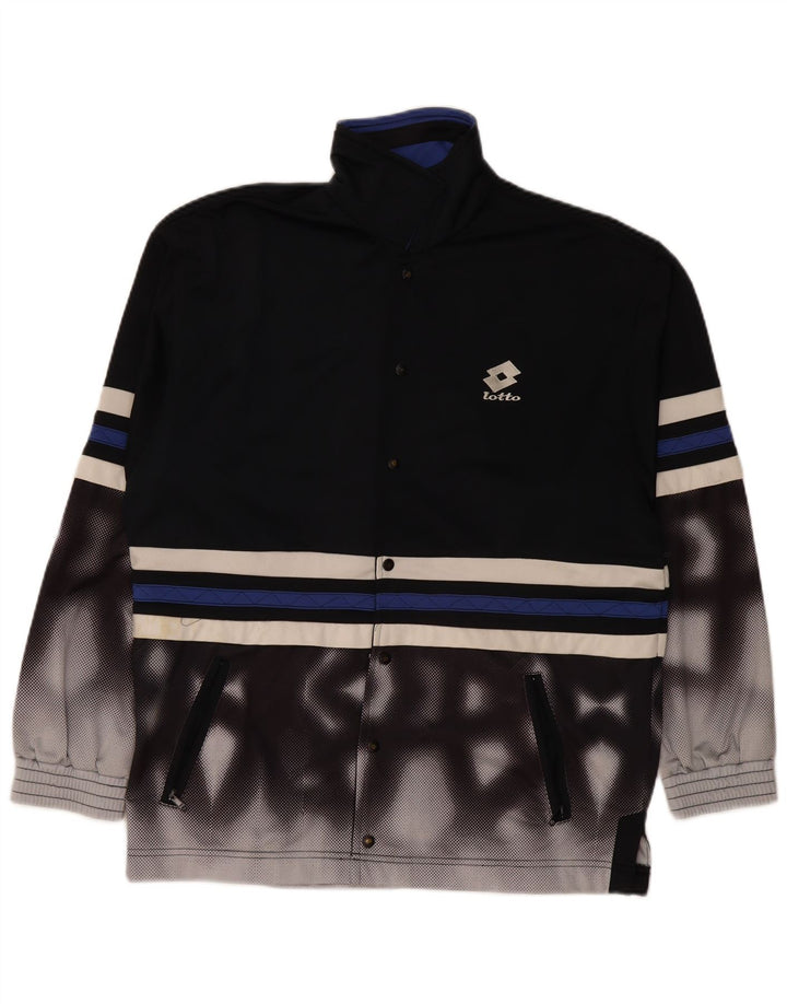 LOTTO Mens Tracksuit Top Jacket UK 38/40 Medium Black Colourblock Vintage Lotto and Second-Hand Lotto from Messina Hembry 