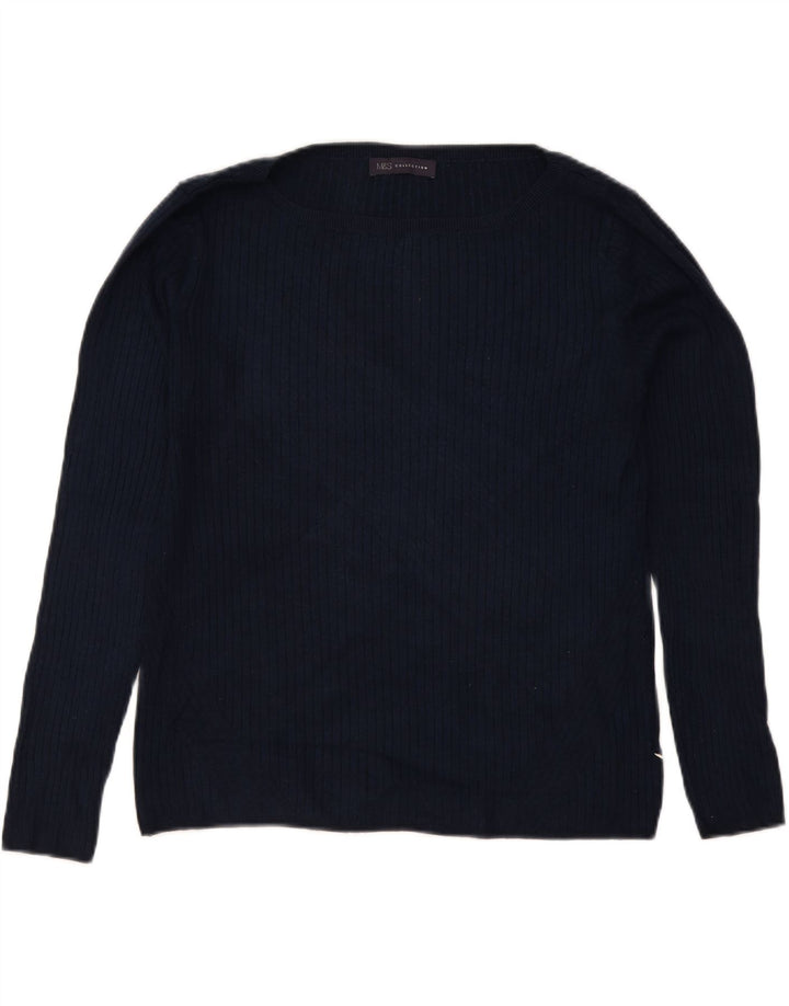 Marks & Spencer Γυναικείο πουλόβερ με λαιμό σκάφος UK 12 Medium Navy Blue